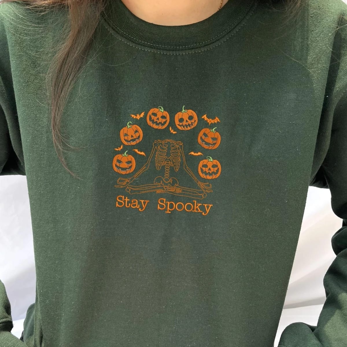 Dancing Skeletons Sweatshirt, Halloween Crewneck Embroidered
