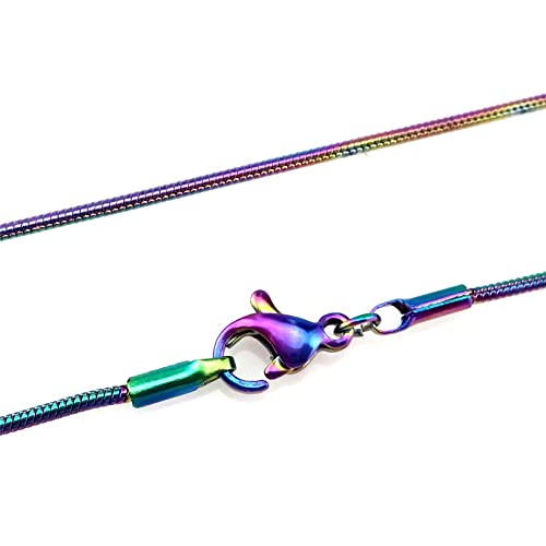 UNFINDINGS About 100pcs Lobster Clasps in Stainless Steel Necklace Fastener Hook Rainbow Color Jewelry Findings Clasps for DIY Jewelry Making 0.75in/19mm