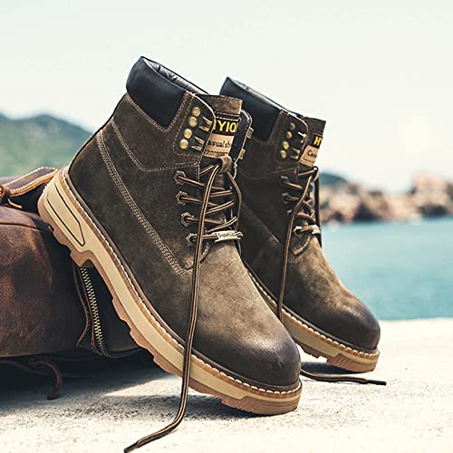 UNFINDINGS Normal Inner Casual Men's Martin Boots Breathable Fashion Boots Outdoor Working Shoes Motorcycle Ankle Boots Booties Khaki