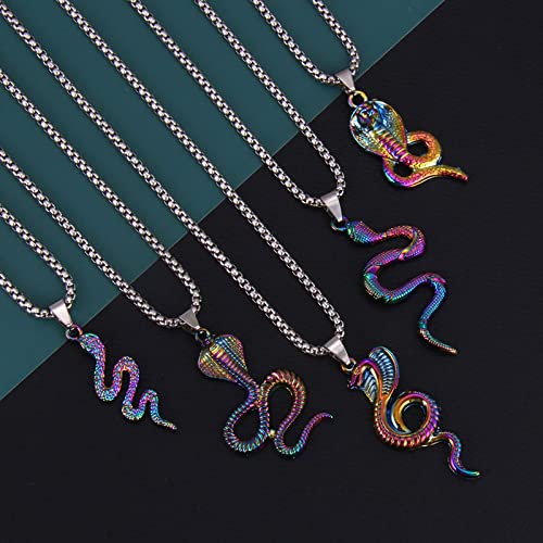 UNFINDINGS Alloy Snake Charms, 5 Styles Mixed Metal Snake Pendants, Rainbow Color Smooth Pendants Findings Accessories for DIY Jewelry Making Supplies