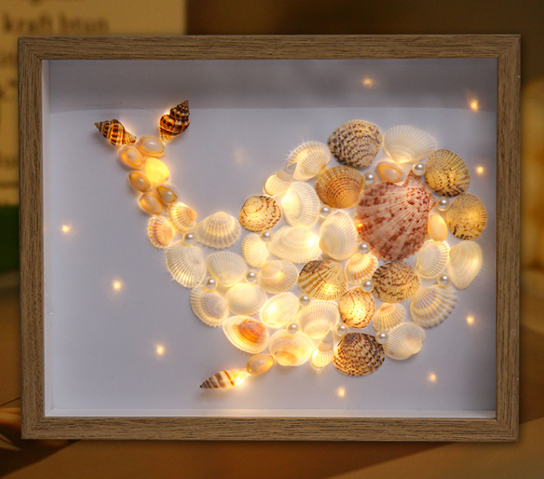 Conch shell handmade diy picture frame night light