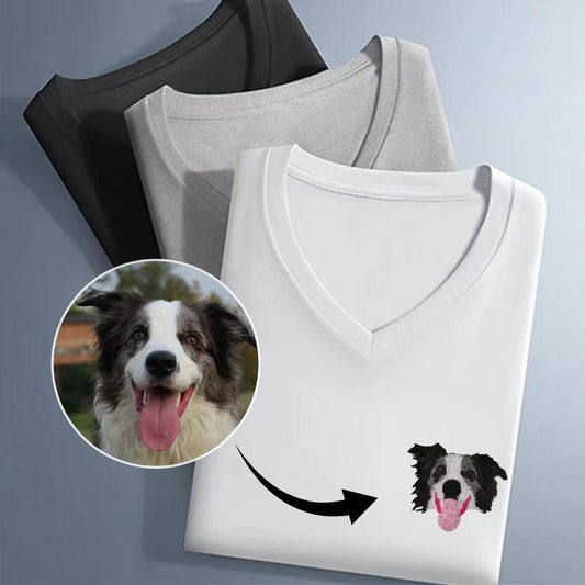 Embroidered cotton V-neck custom T-shirt: show unique style