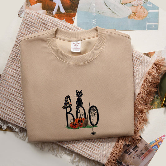 Halloween Embroidery Series - Cat and the pumpkin