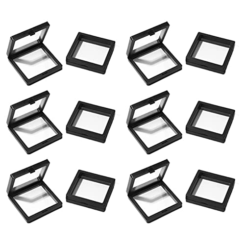UNFINDINGS 12pcs Jewelry Display Box Black Storage Box Transparent Container Box Jewelry Gift Packing Frame Display Case Holder for Ring Necklace Bracelet Earring 2.75in/7cm
