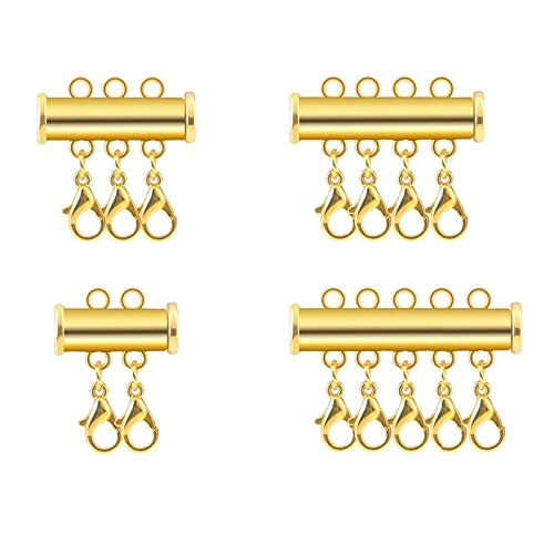 UNFINDINGS 2/3/4/5 Strands Necklace Layering Loster Claw Clasps Multiple Chain Clasp Necklace Connector Multi Strands Clasps for Women Layered Bracelet Necklace Jewelry Making Golden