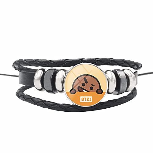 UNFINDINGS Kpop Multi-Strand Bracelet with Cute Cartoon Leather Charm Bracelet Lover Fans Jewelry Inspirational Gift Adjustable Wrap Bracelet 7.87in with 2.4in Extension Chain