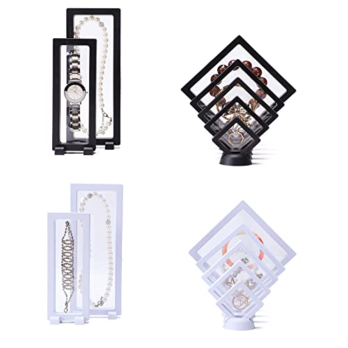 UNFINDINGS 14 Sets 2 Colors 3D Floating Display Case NO Jewelry Bulk Coin Frame Display Floating Frame Display Holder Stands for Jewelry Collectors Displays and Storage