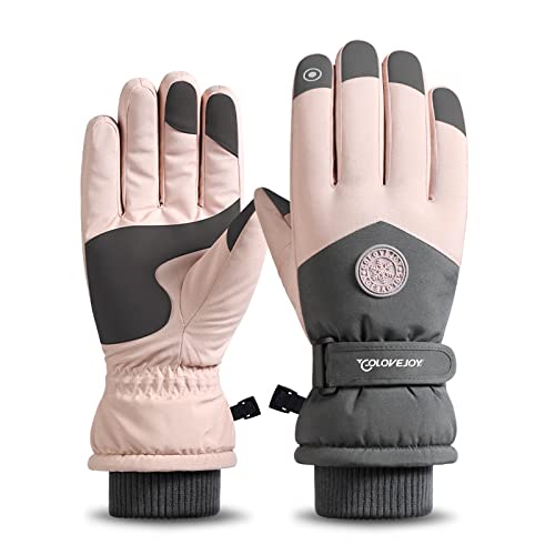 UNFINDINGS Pink Women Winter Gloves Touch Screen Warm Gloves Elastic Cuff Windproof Thermal Gloves for Driving Running Cycling Texting