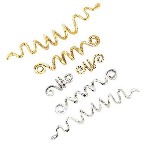 UNFINDINGS 6pcs Snake Hair Clips Hair Spiral Braid Accessories Loc Hair Jewelry Metal Hair Clip Decoration 3 Styles Jewel Hair Cuffs Hair Spiral Beads Snake Braids 2 Colors