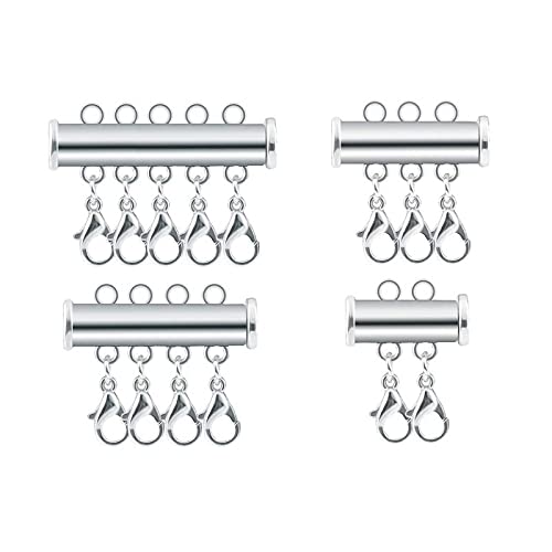 UNFINDINGS 2/3/4/5 Strands Necklace Layering Loster Claw Clasps Multiple Chain Clasp Necklace Connector Multi Strands Clasps for Women Layered Bracelet Necklace Jewelry Making Metal Color