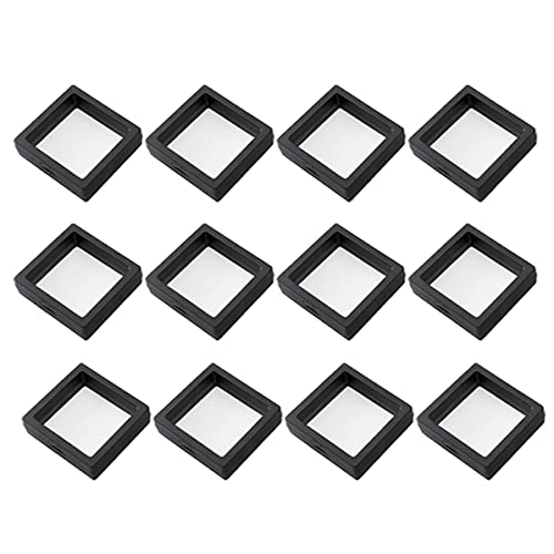 UNFINDINGS 12pcs Jewelry Display Box Black Storage Box Transparent Container Box Jewelry Gift Packing Frame Display Case Holder for Ring Necklace Bracelet Earring 1.97in/5cm