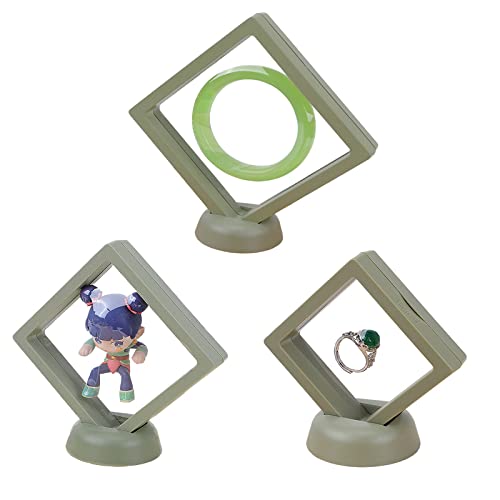 UNFINDINGS 3PCS Jewelry Storage Box with Strands,3 Sizes Avocado Green Travel Display Cases, 3D Floating Earrings Organizer Jewelry Storage Box for Ring Necklace Bracelet Earring