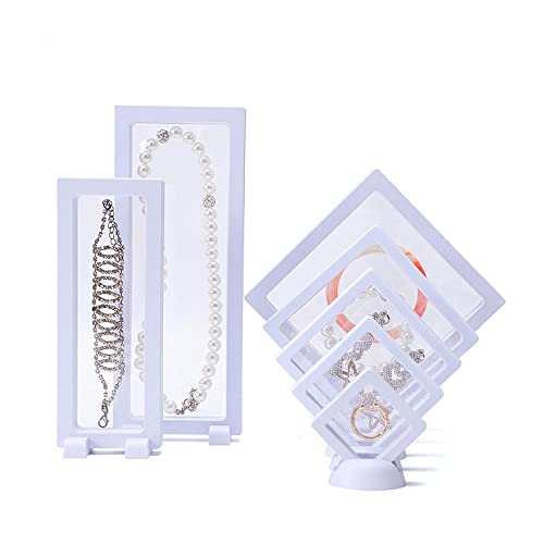 UNFINDINGS 7 Sets 3D Floating Display Case NO Jewelry White Jewelry Boxes Bulk Coin Frame Display Floating Frame Display Holder Stands for Jewelry Collectors Displays and Storage