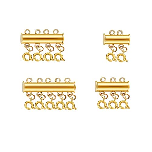 UNFINDINGS 2/3/4/5 Strands Layered Necklace Clasp with Spring Clasps Multi Strands Clasps Slide Layered Necklace Spacer Clasp for Women Layered Bracelet Necklace Jewelry Making Golden