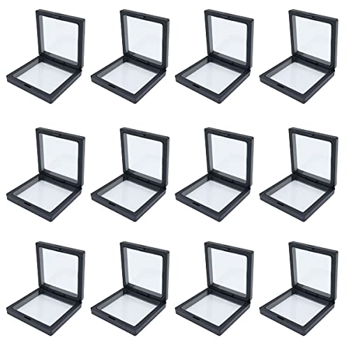 UNFINDINGS 12pcs Jewelry Display Box Black Storage Box Transparent Container Box Jewelry Gift Packing Frame Display Case Holder for Ring Necklace Bracelet Earring 4.3in/11cm