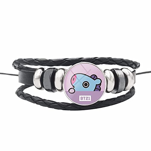 UNFINDINGS Kpop Multi-Strand Bracelet with Cute Cartoon Leather Charm Bracelet Lover Fans Jewelry Inspirational Gift Adjustable Wrap Bracelet 7.87in with 2.4in Extension Chain
