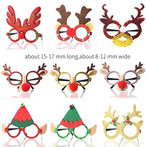 UNFINDINGS 12PCS Christmas Glasses Holiday Cute Glasses Frame Christmas Costume Creative Eyewear for Christmas Party,Christmas Dinner,Photos Booth About 12-16cm