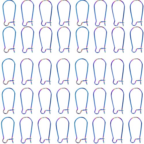 UNFINDINGS 50pcs Earrings Beading Hoop Set Beading Hoop Earrings Bulk Rainbow Color Earring Hoops Stainless Steel for Jewelry Making DIY