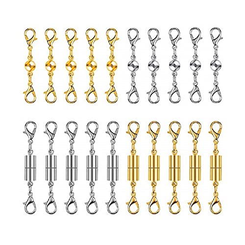 UNFINDINGS 20pcs 2 Styles Jewelry Locking Clasps and Closures Bracelet Lobster Clasps Connector for DIY Necklace Bracelet Jewelry Crafts Making Supplies 2 Colors