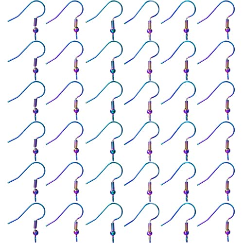 UNFINDINGS 50pcs Rainbow Color Earring Hooks Hypo-allergenic Ear Wires Stainless Steel Fish Hooks Earring Making kit for Women