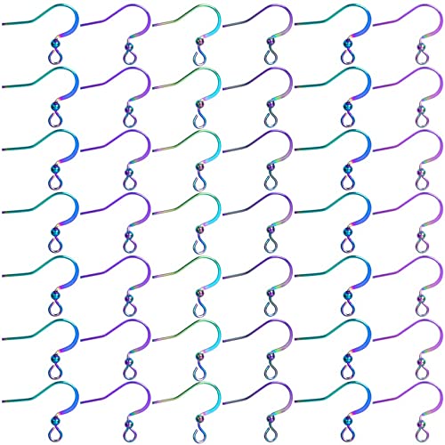UNFINDINGS 50pcs Rainbow Color French Earring Hooks Hypoallergenic Earwires Stainless Steel Fish Hooks Earring Making kit for Women