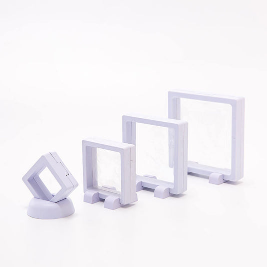 UNFINDINGS 4 Sets White Floating Display Cases Jewelry Boxes Bulk Coin Frame Display Floating Frame Display Holder Stands for Jewelry Collectors Displays and Storage