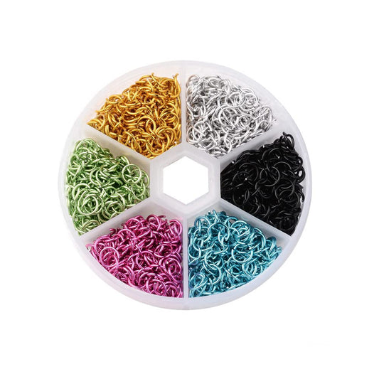UNFINDINGS About 1080pcs 6 Colors Open Jump Rings Aluminum Open Circle Jewelry Ring Connection Ring for DIY Jewelry Making Handicraft Accessories with A Circular Box 6mm