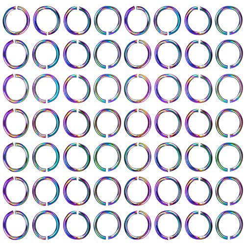 UNFINDINGS About 500pcs Open Jump Rings Stainless Steel Open Jewelry Ring Bulk Rainbow Color Connection Ring for DIY Jewelry Making Accessories 6mm
