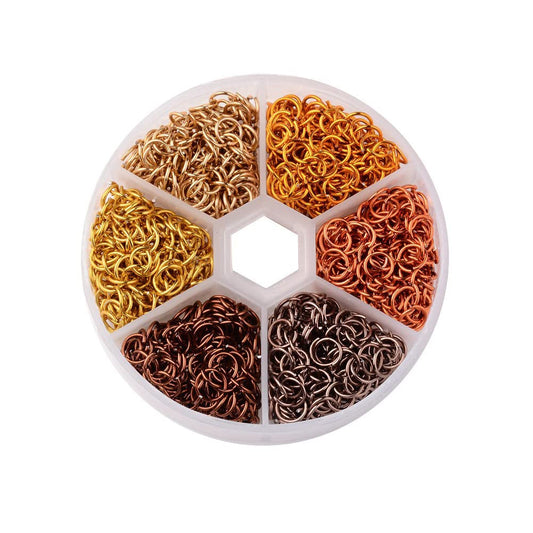 UNFINDINGS About 1080pcs 6 Colors Open Jump Rings Aluminum Open Circle Jewelry Ring Connection Ring for DIY Jewelry Making Handicraft Accessories with A Circular Box 6mm