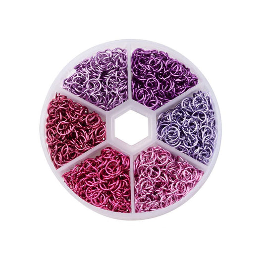 UNFINDINGS About 1080pcs 6 Colors Open Jump Rings Aluminum Open Circle Jewelry Ring Connection Ring for DIY Jewelry Making Handicraft Accessories with A Circular Box 6mm