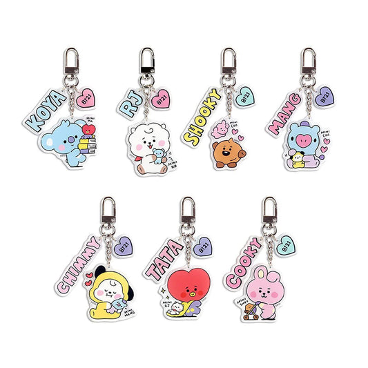 UNFINDINGS 7pcs Korean Cartoon Acrylic Keychains Mixed Color Cute Small Key Ring Gift Key Ring Bagpack Keychain Set Hip Hop Style for Party Favors Goodie Bag Fillers