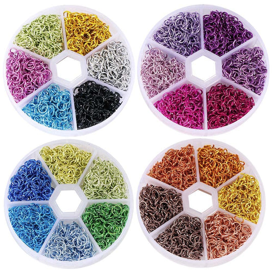 UNFINDINGS About 4320pcs/4boxes Assorted Colors Open Jump Rings Aluminum Open Circle Connection Ring for DIY Jewelry Making Handicraft Accessories with A Circular Box 6mm
